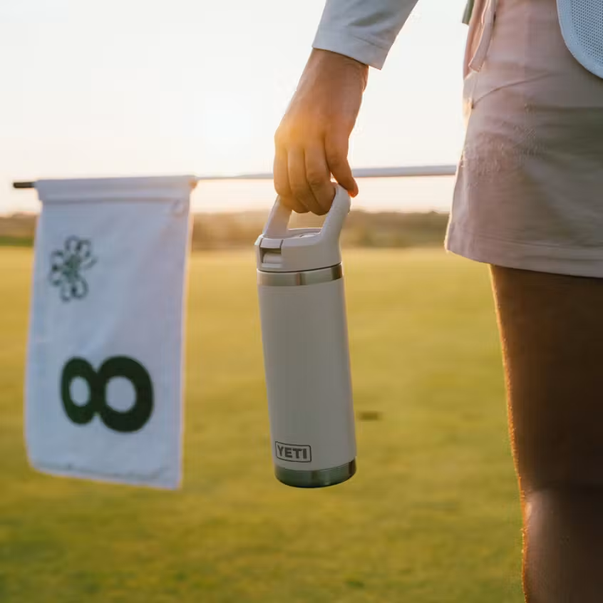 YETI Rambler 18 oz Water Bottle carried on a golf course