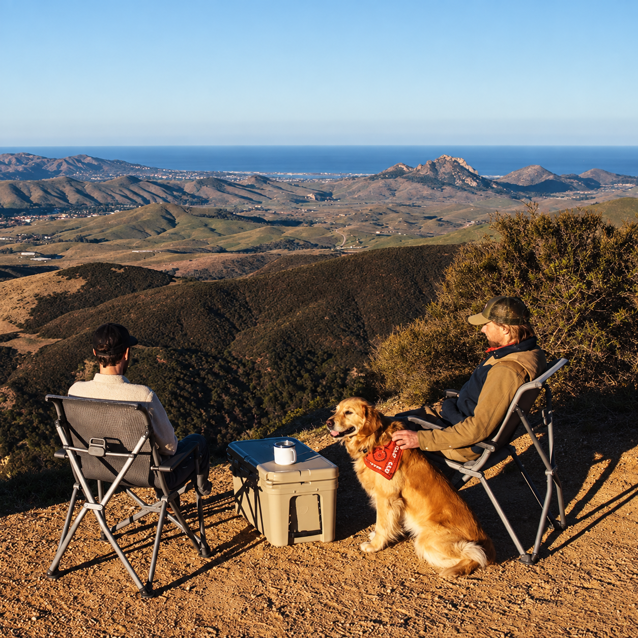 YETI Trailhead Camp Chairs overlooking a mountain landscape